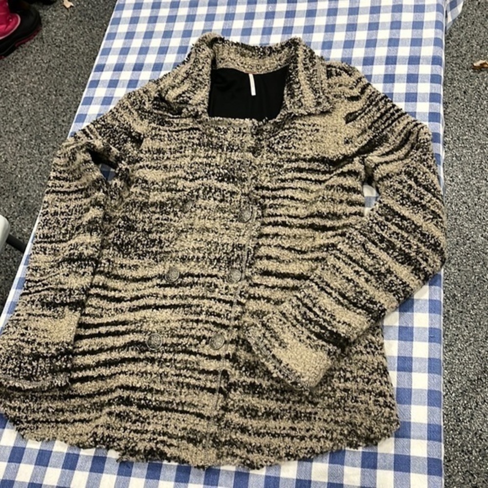 Free People Zebra Net Button Up Sweater Women’s S… - image 3